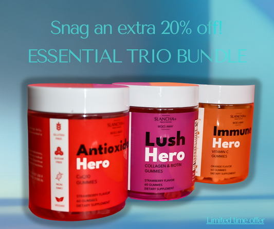 Essential Trio Bundle - Vitamin C, COQ10, Biotin & Collagen (with added Vitamin E)